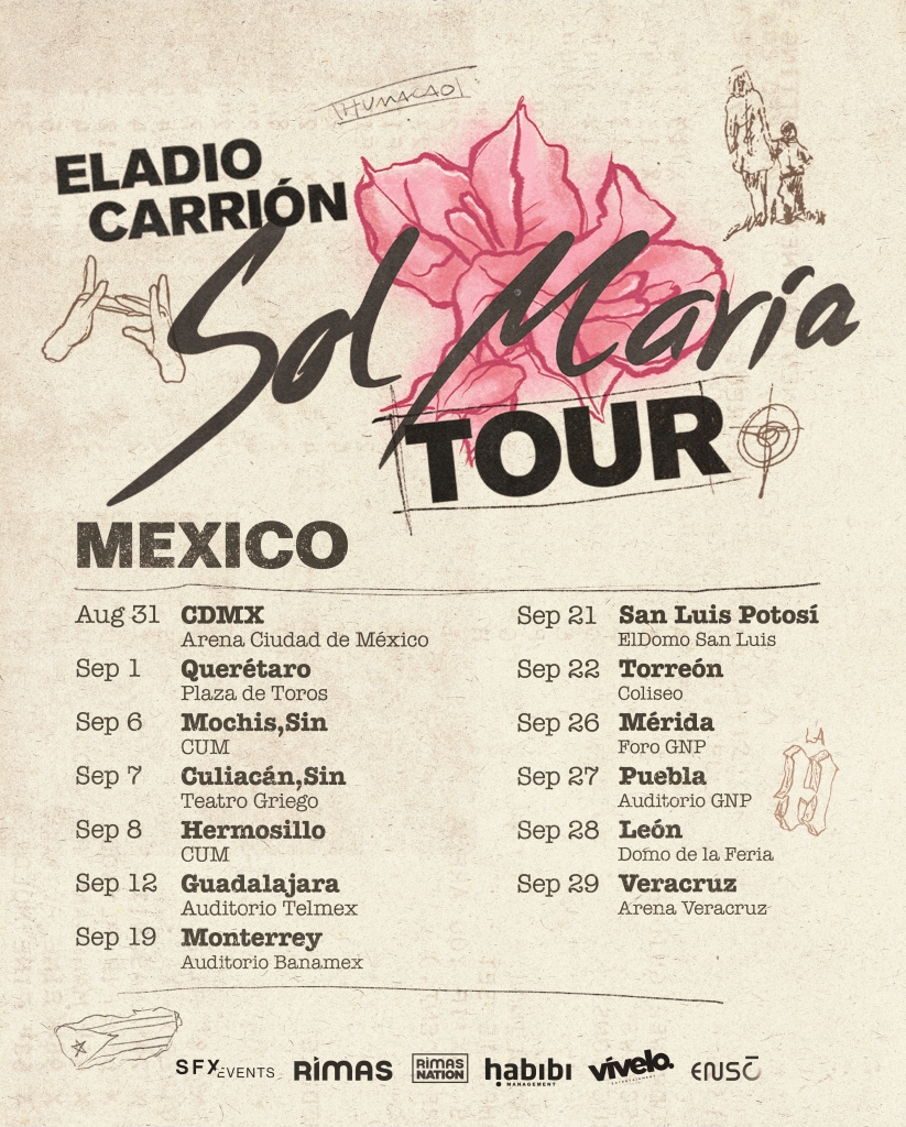 Estas son las fechas confirmadas del Sol María Tour de Eladio Carrión en México